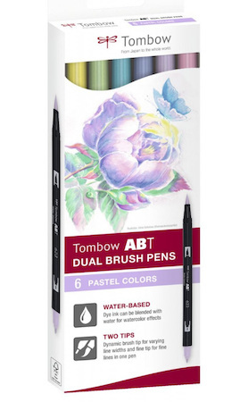 Sada oboustranných fixů ABT DUAL BRUSH PEN Pastels 6 ks