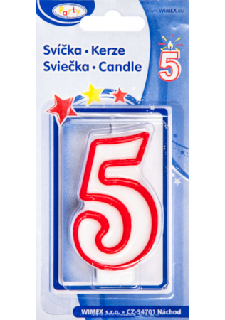 Svíčka číslo ''5'' 75mm