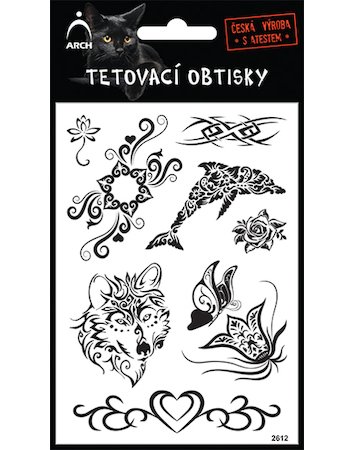 Tetovací obtisky černé - květ
