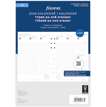 Diář FILOFAX Náhradní náplň A5 týdenní