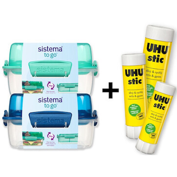 Krabička na svačinu Flip and Nest 1,24 l mix barev + balení lepidel