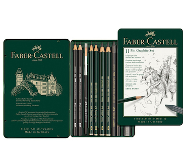 Sada pro kreslení PITT Monochrome Graphite 11 ks v plechové krabičce