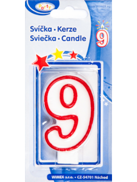 Svíčka číslo ''9'' 75mm