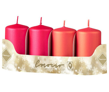 Svíčka válec 50x90mm červená magenta 4ks