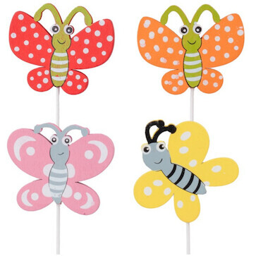 Zápich dřevěný motýl mix